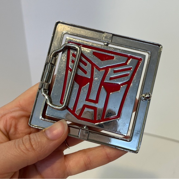 Transformers Belt Buckle Silver Metal & Red Flip Reversible Autobots - Picture 3 of 8